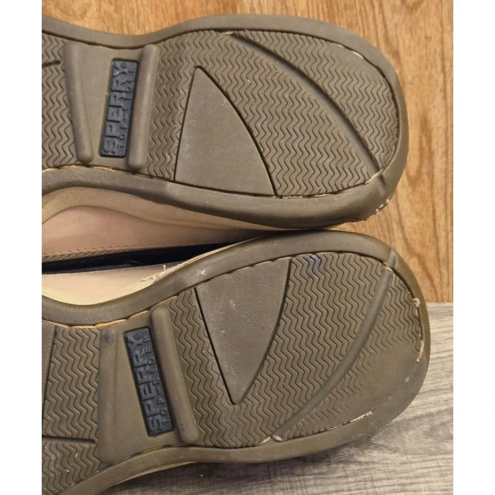 Sperry Top Sider Lanyard Leather Boat Shoes Mens Size 11 Tan Navy